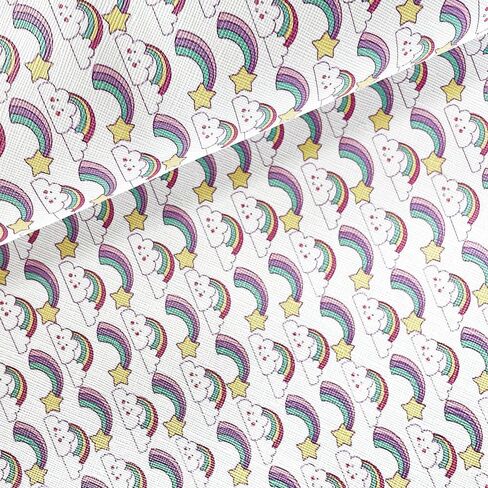 ONEART | Pastel Rainbow Theme Faux Leather Fabric Rainbow Printed Synthetic Fabric for Earrings, Jewelry, Hair Accessories, Handbags, DIY Crafts Making in Kuwait
