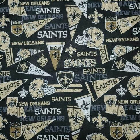 New Orleans Saints Cotton Fabric - NFL Team Logo Cotton Fabric by The Yard, Fat Quarter, Half Yard, 1 Yard, 2 Yard Cuts in Saudi Arabia