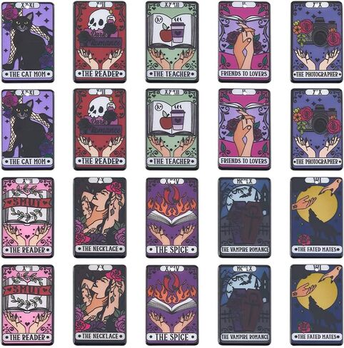 DICOSMETIC 20Pcs 10 Colors Tarot Charms Bulk Acrylic Tarot Pendant Good Luck Amulet Pendant Cat Skull Art Painting Card Charm Divation Tarot Card Charm for DIY Jewelry Making, Hole: 1.8mm in Saudi Arabia