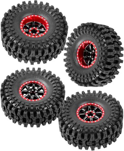 RC 1.9 Tires & 1.9 Beadlock Wheels Adjustable 4 Offsets Rims for 1/10 TRX4 TRX6 SCX10 D90 Gen8 VS4-10 MST CFX RC Crawler Car,1.9 Beadlock Wheels Adjustable 4 Negative Offsets Rims,Black in Saudi Arabia