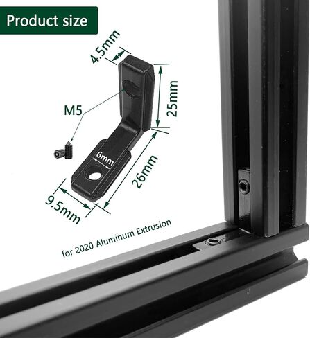 10Sets Black Heavy Duty 2020 Aluminum Extrusion Corner Brackets 20 Series Extrusion Connectors with 10PCS 2020 Aluminum Extrusion Profiles T Slot L Bracket 20PCS Screws 2020 T Nut in Saudi Arabia