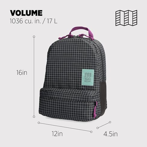 Topo Designs Dash Pack, Lightweight Laptop Backpack, 100% Recycled Materials, Fair Wear + WRAP Certified, 17L (Grid) in Saudi Arabia