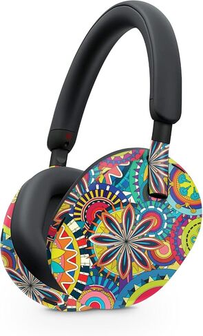 Mayyskins الجلد متوافق مع سماعات Sony WH -1000XM5 - عجلات الزهور | غلاف الالتفاف الواقي ، الدائم ، والفريد من نوعه | من السهل تطبيق الأنماط وإزالتها وتغييرها in Kuwait