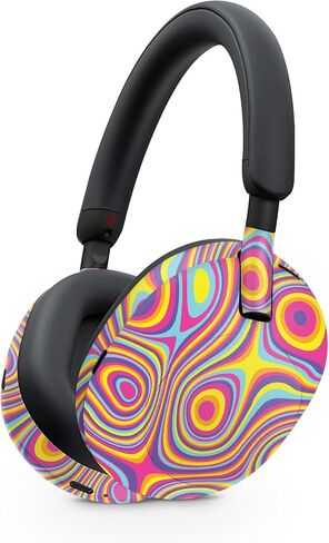 Mayyskins الجلد متوافق مع سماعات Sony WH -1000XM5 - عجلات الزهور | غلاف الالتفاف الواقي ، الدائم ، والفريد من نوعه | من السهل تطبيق الأنماط وإزالتها وتغييرها in Kuwait