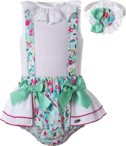 Pettigirl Girls Stylish Summer Green Pattern Printed Ruffle Cotton Clothing Toddler Child Pretty Casual Dresses in Kuwait