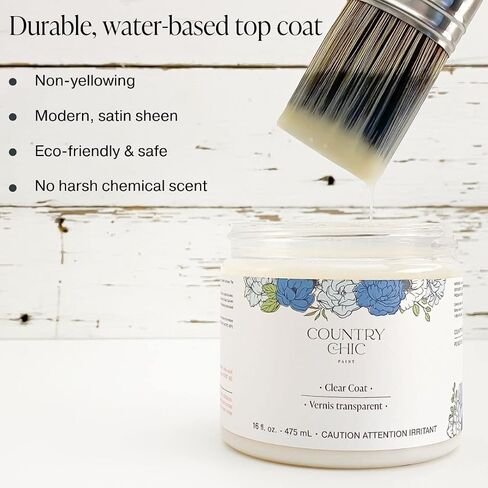 Furniture Painting Kit for Beginners - Country Chic Paint Eco-Friendly DIY Chalk Style Furniture Paint, Paint Brush, & Durable Clear Top Coat Bundle - Simplicity [White] - Pint (16 oz) in Saudi Arabia