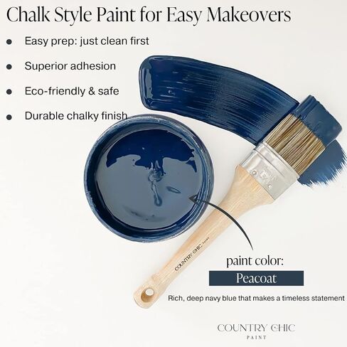 Furniture Painting Kit for Beginners - Country Chic Paint Eco-Friendly DIY Chalk Style Furniture Paint, Paint Brush, & Durable Clear Top Coat Bundle - Simplicity [White] - Pint (16 oz) in Saudi Arabia