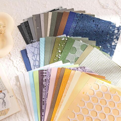 VIVIQUEN 50Pcs Handmade Scrapbook Paper Craft Paper Morandi A6 sheet Mesh Fabric Mulberry Special Paper Mix for Scrapbooking Junk Journal Journaling Supplies DIY Materials(Vintage) in Saudi Arabia