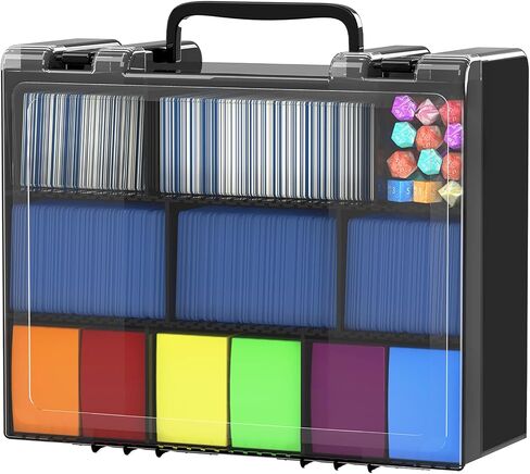 FULLCASE Trading Card Storage, 2400+ Sports Cards Game Deck Box Holder Organizer for Panini for PM TCG for C.A.H for Yoto 3"X4" Hard Sleeves Protectors (Case Only) (Black) in Kuwait