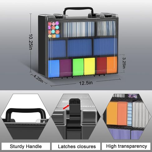 FULLCASE Trading Card Storage, 2400+ Sports Cards Game Deck Box Holder Organizer for Panini for PM TCG for C.A.H for Yoto 3"X4" Hard Sleeves Protectors (Case Only) (Black) in Kuwait