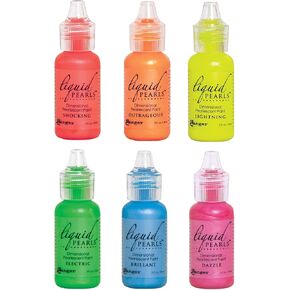 Ranger - Liquid Pearls Pearlescent Paint 2019 Neon Brights Bundle من 6 ألوان - رائعة ، مبهر ، كهربائي ، صاعقة ، شائن ومصدمة