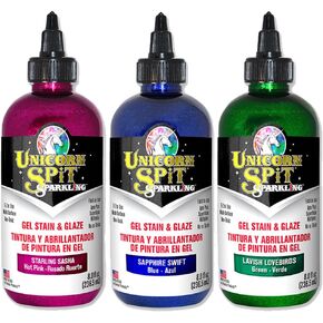 Unicorn Spit Sparkling - Gel Stain & Glaze - 8oz Galaxy Sparkle Collection - Starling Sasha ، Sapphire Swift ، Lavish Lovebirds