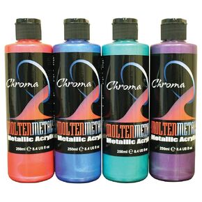Chroma Molten Metal Acrylics, 8 Ounces, Assorted Bright Colors, Set of 4