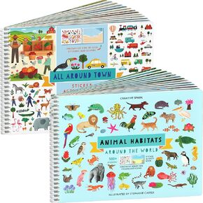 CUPKIN Animal Habitats Sticker + Coloring Book (500+ Stickers & 12 Scenes) - All Around Town