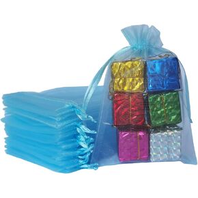 50 Count Gift Orgricza أكياس مع رباط 4 × 6 بوصة للأطفال الأزرق للمجوهرات ، الحلوى ، شموع شموع شفافة ، كيس شبكية شبكية للاستحمام الطفل ، عيد الميلاد ، الحفلات ، عيد ميلاد ، حفل زفاف ، دش الزفاف