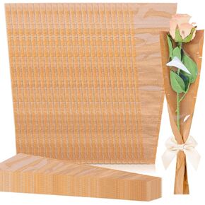 Whaline 100 PCS أحادي الأكياس الكريست لفائف الزهور من الأزهار الصافية الأكمام السيلوفان الأكمام اللوازم التغليف الزهور البني لأمهات التخرج من حفل زفاف عيد الأم يوم عيد الحب