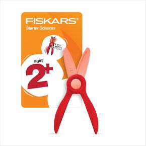 Fiskars Starter Scissors-مقص تدريس آمن للأطفال ، الذين تتراوح أعمارهم بين 2+ ، مع Spring Action ومقبض بدون حلقة ، للحرف اليدوية والمستلزمات ، 5 بوصات