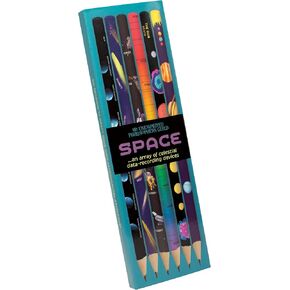 The Unemployed Philosophers Guild Space Pencil Set - Box Wooden Paint-Dipped Unsharpened #2 Lead Pencils, Set of 6 Unique Designs