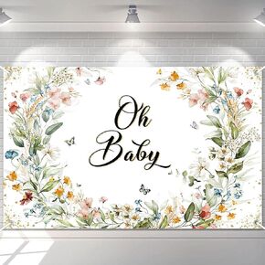 Avezano Wildflower Baby Backdrop Wildflower Dust Dust Decorations Greenery Ploral New Born Bracket Spring Oh Baby Birthday Party Banner 70.8 × 43.3 inch