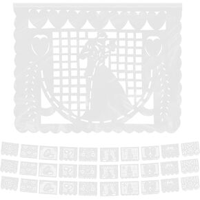 مكسيكي 50 قدم / 15 مترًا (3 عبوات) زفاف بيكدو بيكادو لافتة (بلاستيك) زفاف بودا كاسادوس موضوع فييستا سينو دي مايو لافتات خارج البوب ​​المكسيكي بيكادو ديكور ديكورات in Kuwait