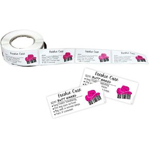 Freshie Care Instruction Card Sticker with Line to Write in Scent | 350 pc roll | Cowboy Hat Fringe Warning Labels Customer Package 1x2.5"