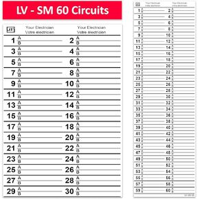 60 Circuits 1 Pack Vinyl Replacement for Siemens Electrical Circuit Breaker Fuse Panel Directory Labels DIRBLK