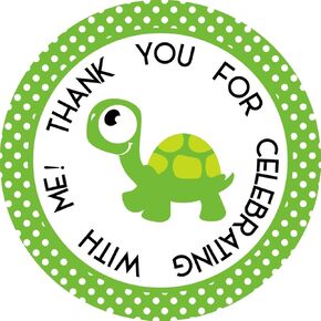 Turtle Thank You Stickers, 40-Pack 2" Turtles Sea Animal Birthday Sticker Labels, Party Decorations