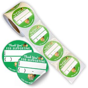 Scout Cookie Thank You Re- Order Sticker | 250 pc Roll 2" Circle Green Label Thanks for Supporting Troop Number Enjoy Your Girl Cookies Troop Leader Box Tags