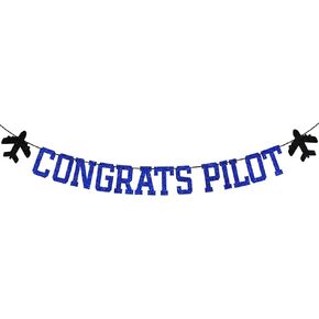 Blue Glitter Banner Pilot Banner ، Future Pilot/Class of 2025/So Proure You ، 2025 Super Treguation Supplies Supplies