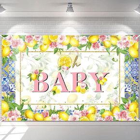 Avezano Lemon Baby Baby Deardrop for Girl Oh Baby Lemon Baby Shower Decorations Pink Blue Play Plate Morocco Mediterranean Lemon Bail Banner Photo Photo Photo Props 70.8 × 43.3 inch