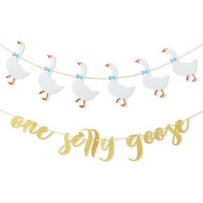 Taobary One Silly Goose Banner Glitter One Silly Goose Decor