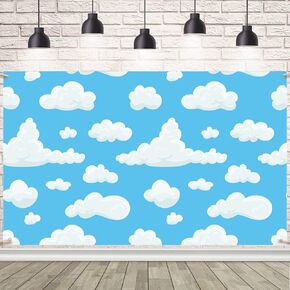 Blue Sky White Clouds Backdrop Cartorop Kids Birthday Party Decorations Boys Newborn Baby Birth Birthdy Photo Photo Photo Photo Props 70.8 × 43.3 inch