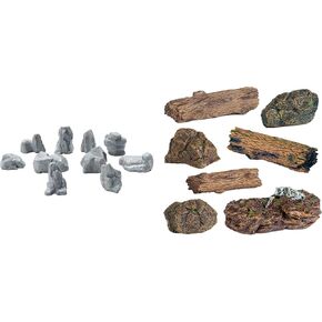 Warmtree 10Pcs Diorama Rocks+7 Pcs Artificial Tree Stump