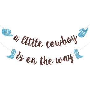 A Little Cowgirl is on The Way Banner, Cowgirl Baby Shower Party Decor, Western Themed Girl Baby Shower Birthday Party Decorations, Brown and Pink Glitter