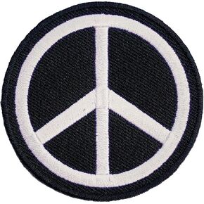 Peace Sign Embroidered Iron on Patch Black Jean Backpack Jacket