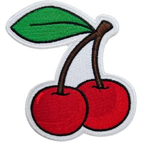 3.5" Embroidered Cherry Iron On Patch | Decorative Cherries Fruits Applique Iron On/Sew On Patches for Clothing, Hats, Clothes, Backpacks, Holes, Jackets