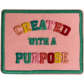 Created with a Purpose Patch, Size 3" Iron Patch or Sew On Patches for Backpacks Jeans Hats Clothes, Christian Embroidery Patches, Embroidered Patches, Trendy Jesus Patch, Gifts for Christian