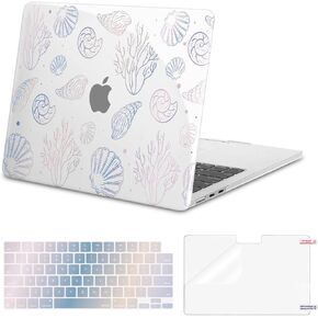 Moseso متوافق مع MacBook Air 13 بوصة الحالة 2025 2024 2023 2022 M4 A3240 M3 A3113 M2 A2681 ، غطاء القشرة الصلبة البلاستيكية وغطاء لوحة المفاتيح وحامي الشاشة Macbook Air 13.6 بوصة ، Conch & Coral