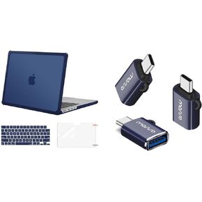 Mosiso متوافق مع MacBook Pro 14 بوصة Case 2024-2021 M4 M3 M2 M1 ، مكافحة TPU الثقيلة TPU المصد الثقيلة والوحة المفاتيح أفلام بشرة وشاشة و USB C إلى محول USB 3 ، حزمة الأزرق البحري