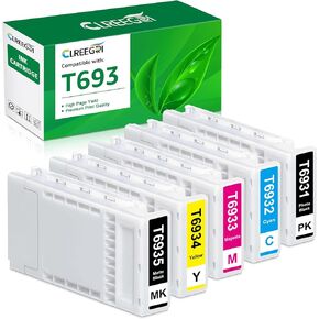 Remanufactured T693 Ink Cartridge Eps 693 T6931 T6932 T6933 T6934 T6935 Compatible with Eps SureColor SC-T3000 T3070 T3200 T3270 T5000 T5070 T5200 T5270 T7000 T7070 T7200 T7270 T5200D(5 Pack)