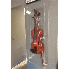 Displaygifts Fiddle القيثارة الصوتية الكمان الصوتي Clear-All Acrylic عرض علبة الظل مع شماعات 32.75 "الارتفاع