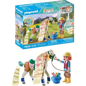 Playmobil Horses of Waterfall 71639 حصان مع Mane + الملحقات بما في ذلك ملحقات الشعر لتسريحات الشعر الإبداعية واثنين من أساور السيليكون ، لعبة متينة للأطفال من 5 سنوات
