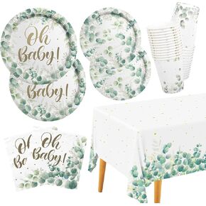 Happy Birthday Decorations: Happy Birthday Party Supplies Set with Birthday Dots Design- Includes Disposable Paper Birthday Plates and Napkins, Cups, Tablecloth, and Banner for Boys/Girls, Serves 25.
