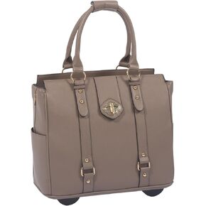 JKM & Company PERFECTLY IMPERFECT Executive Taupe Women's Computer iPad, Laptop Tablet Rolling Large Tote Bag Briefcase Work Bag