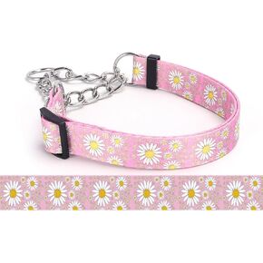 Martingale Collar for Dogs, No-Slip Escape Proof Choke No Pull Cinch Daisy Print Soft Nylon Dog Training Collars Adjustable for Medium Large Breed Pet Dogs (Purple, M)