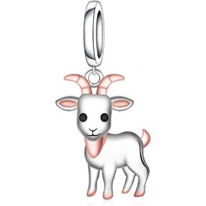 Goat Bead Charm for Jewelry Making - 925 Sterling Silver Western Animal Goat Sheep Dangle Charm Gifts for Women DIY Necklace & Bracelet