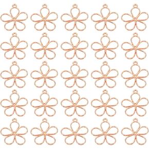 PATIKIL Hollow Flower Charm, Open Bezel Frame Pendants for Woman Necklace Earring Bracelet Jewelry Making and DIY Crafts