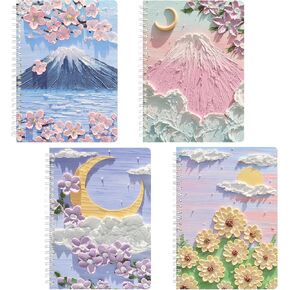 A5 Spiral Notebook 4 Pack - Cute Spiral Notebook College Ruled 5 x 8 Inch with 120 Lined Pages, Aesthetic Spiral Journal Notebooks Set of 4 for Work and School