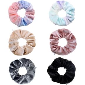 Ximimark 6 PCS ZIPPER SCRUNCHIE SAFE STASH HAIR BUN TIES Secret Pocket Women Women Women Compartment for Cash Cards Keys Valuables