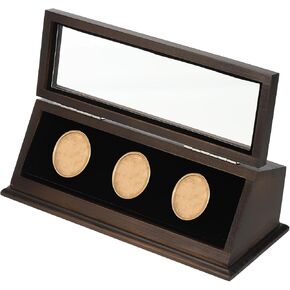 PATIKIL Coin Display Case, 3 Slots Coin Presentation Display Box Coin Box Coin Case with Coin Holder Fit 38-44.5mm Coin for Silver Dollar Collectors, Black